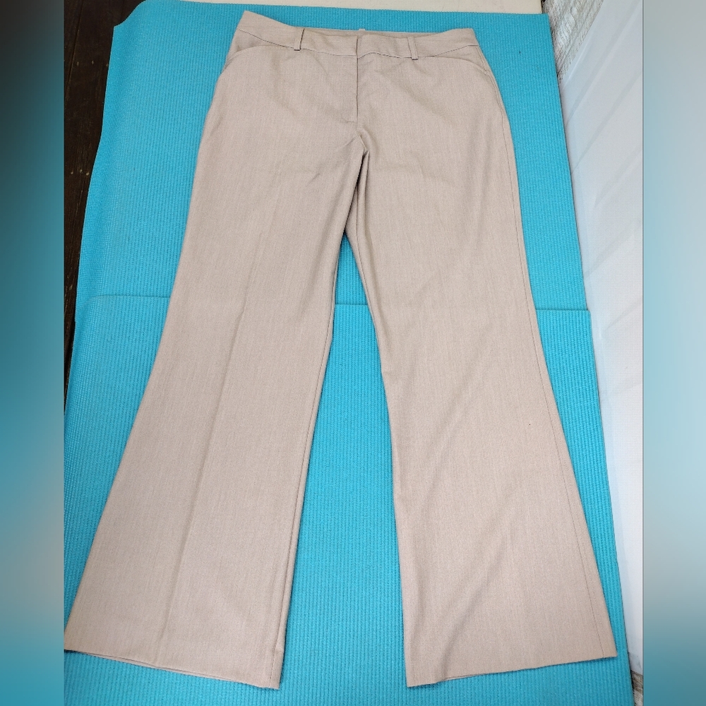 Worthington Modern Fit Wide Leg Stretch Pants Mid Rise Oatmeal 14